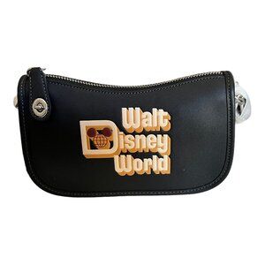 Disney X Coach Walt Disney World Black Leather Swinger 20 Bag Clutch Purse